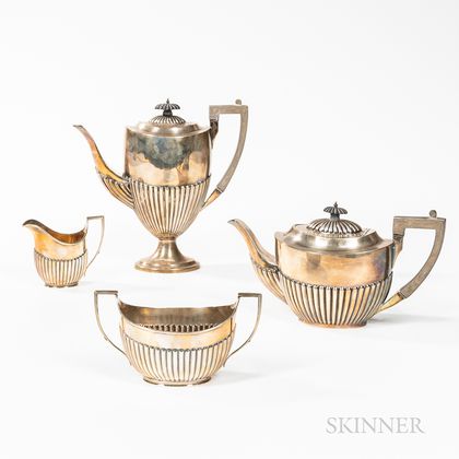 Four-piece English Sterling Silver Tea and Coffee Service