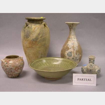 Twelve Assorted Thai Glazed and Decorated Ceramic Items