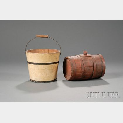Painted Wooden Rum Keg and Pail