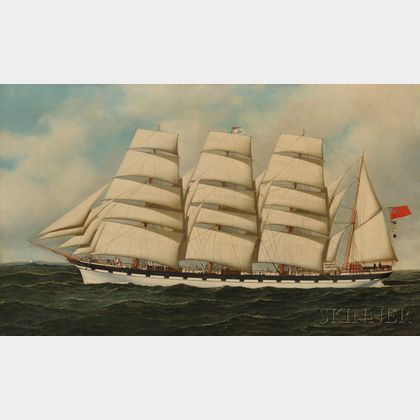 Antonio Nicolo Gasparo Jacobsen (Danish/American, 1850-1921) Portrait of the Four-masted Scottish Bark STRATHGRYFE