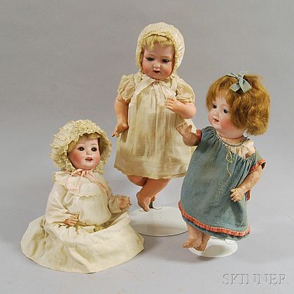 Three Bisque Head Dolls