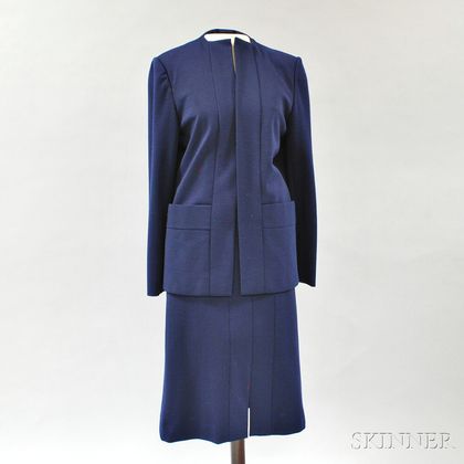 Pauline Trigere Navy Blue Wool Suit