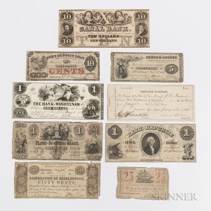 Small Group of Obsolete Bank Notes and Scrip