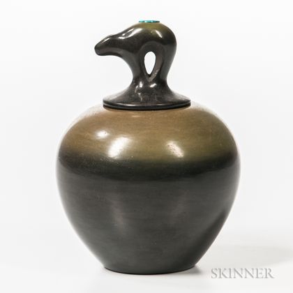 Contemporary San Ildefonso Lidded Pottery Jar