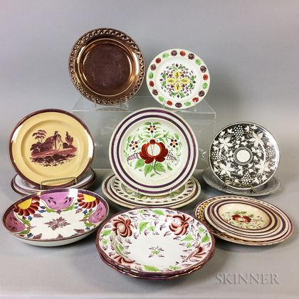 Sixteen Lustre Ceramic Plates and Bowls