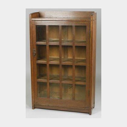 Gustav Stickley Fumed Oak Single-Door Bookcase