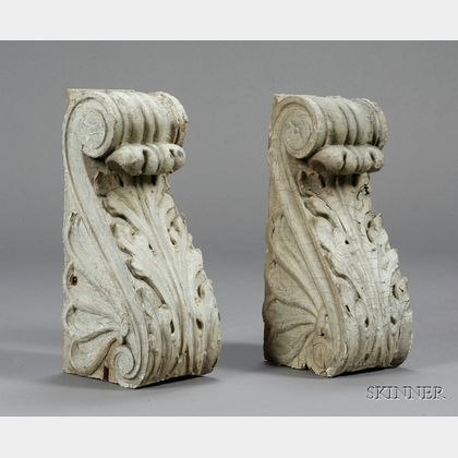 Pair of Classical Carved Wooden Brackets