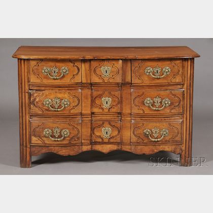 Louis XV Provincial Walnut and Bronze-mounted Commode