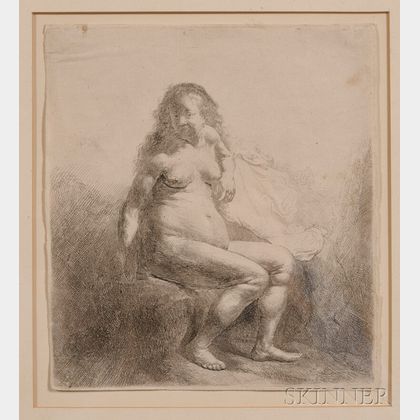 Rembrandt van Rijn (Dutch, 1606-1669) Naked Woman Seated on a Mound