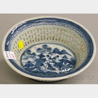 Chinese Export Canton Reticulated Porcelain Fruit Basket
