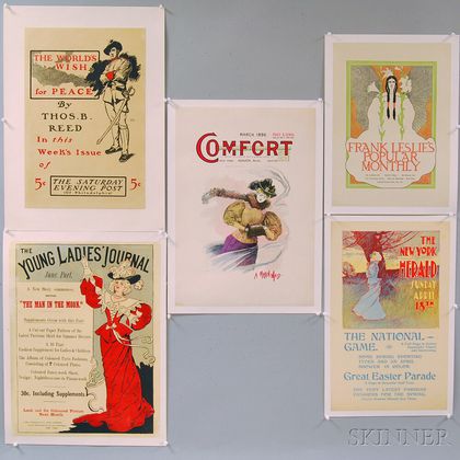 Five 19th/20th Century Magazine Advertising Lithograph Posters