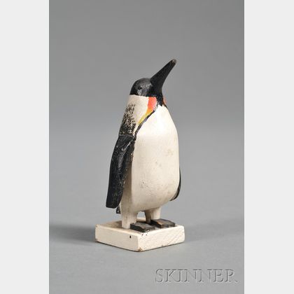 Small Carved and Painted Emperor Penguin Figure