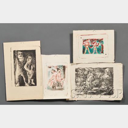 Lot of Four Prints: Gladys M. Baker (American, 20th Century),Eve-Adam