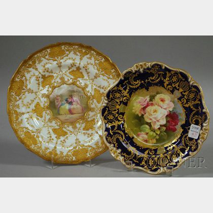 Two Royal Doulton Gilt Enamel and Hand-painted Porcelain Plates