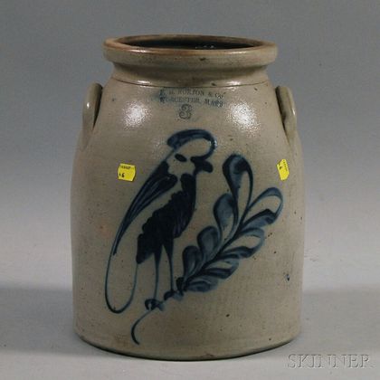 F.B. Norton & Co. Cobalt-decorated Three-gallon Stoneware Churn