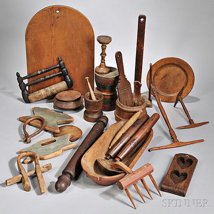 Collection of Early Household Wooden Items