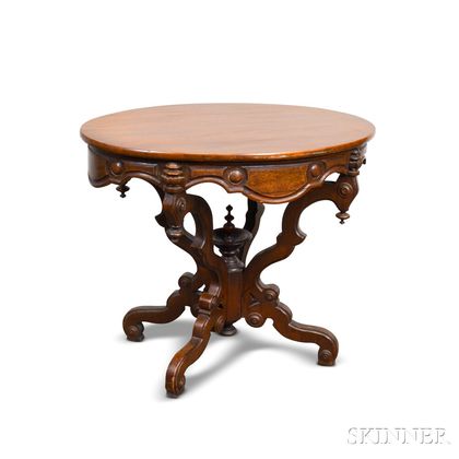 Renaissance Revival Carved Walnut Center Table