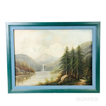 American School, 19th/20th Century Hudson River Scene with Waterfall