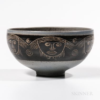 Mary and Edwin Scheier Studio Pottery Face Bowl