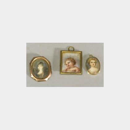 Three Miniature Portraits Pendants
