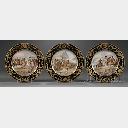 Five Paris Porcelain Napoleonic Cabinet Plates