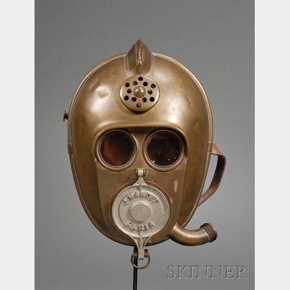 Brass Helmet and Gas Mask