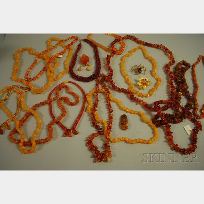 Large Group of Amber Jewelry