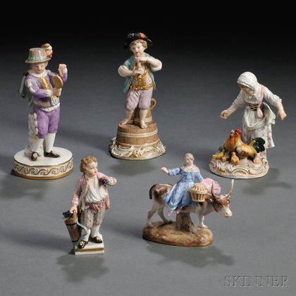 Five Meissen Porcelain Figures