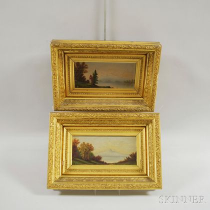 Pair of Framed Oil on Board New Hampshire Landscapes
