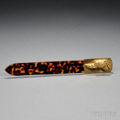 Faux Tortoiseshell Page Turner with Figural Brass Handle
