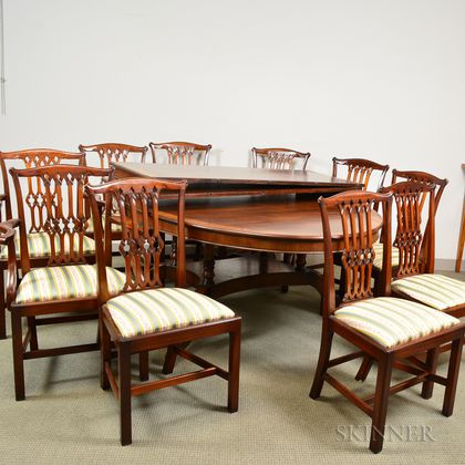 Regency-style Mahogany Extension Dining Table and a Set of Ten Chippendale-style Mahogany Dining Chairs. Estimate $400-600
