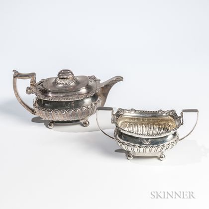George III Sterling Silver Teapot and Sugar Bowl