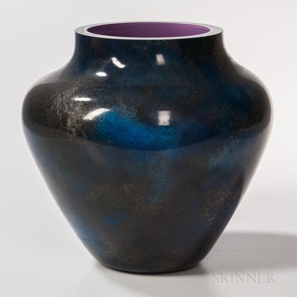 Blue Orb Art Glass Vase