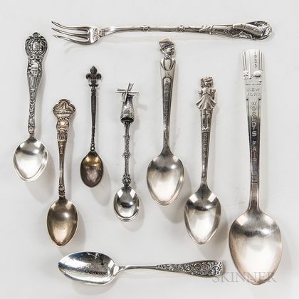 Group of Sterling Silver and Silver-plated Souvenir Spoons