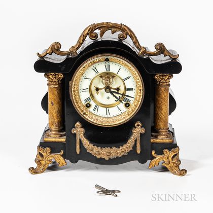 Ansonia Enameled and Gilt-bronze Mantel Clock