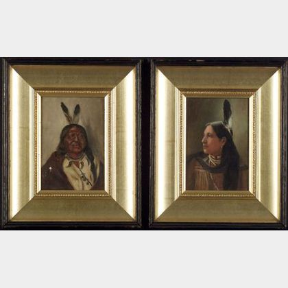 Two Framed Portrait Paintings of Indians