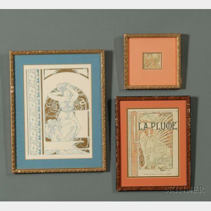 Lot of Three Prints by Alphonse Maria Mucha, (Czech 1860-1939): La Plume