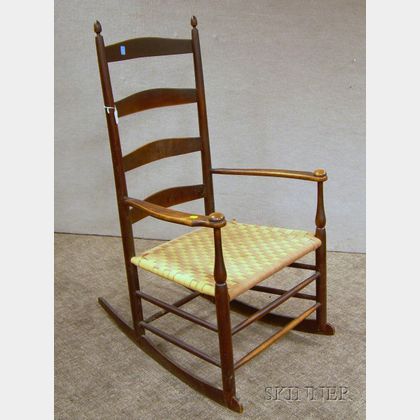 Shaker Production No. 6 Stained Maple Slat-back Armrocker with Woven Tape Seat