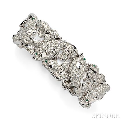 18kt White Gold and Diamond Strap Bracelet, Cartier