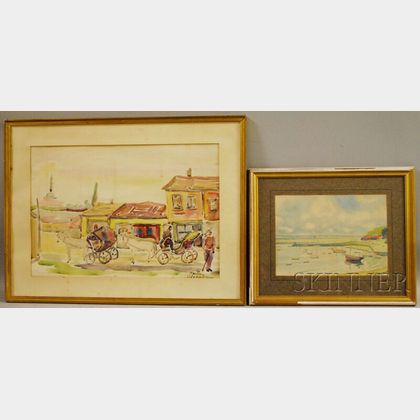 Four Works: French School, 19th/20th Century, Lake View
