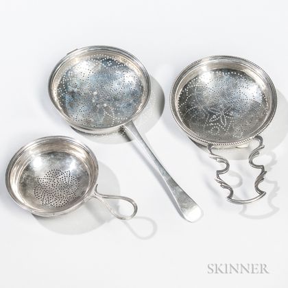 Three George III Sterling Silver Strainers