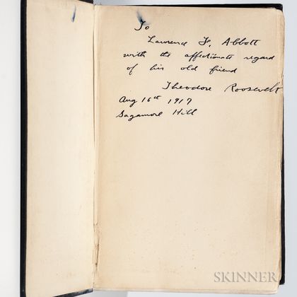 Roosevelt, Theodore (1858-1919) An Autobiography , Signed Presentation Copy.