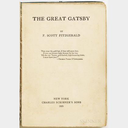 Fitzgerald, F. Scott (1896-1940) The Great Gatsby , First Edition.