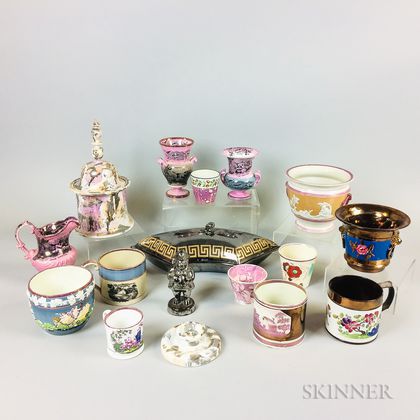 Sixteen Lustre-decorated Ceramic Items
