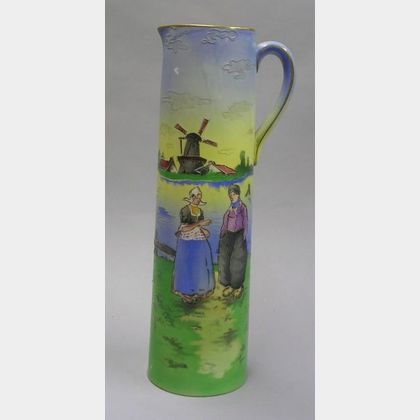 St. Clement Glazed and Slip Decorated Scenic Earthenware Pitcher