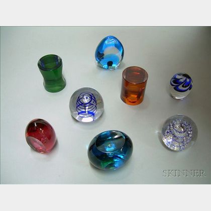 Eight Swedish Art Glass Paperweights