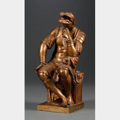 Bronze "Grand Tour" Figure of Lorenzo de Medici after Michelangelo