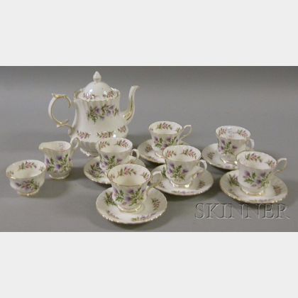 Fifteen-Piece English Lochinvar Pattern Porcelain Partial Tea Set. 