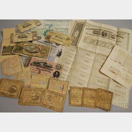 Group of 18th and 19th Century Currency and Coupons
