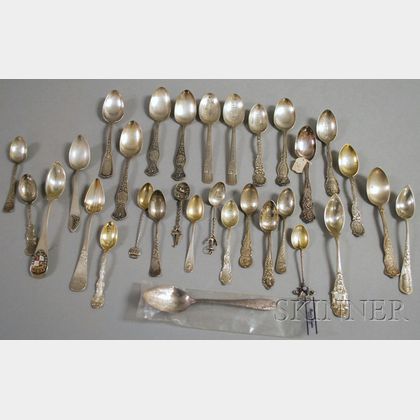 Group of Sterling Silver and Silver-plated Souvenir Spoons